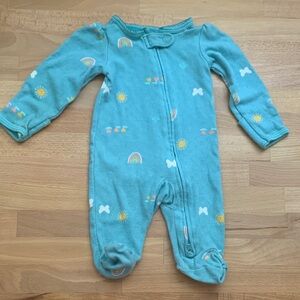 Super Cute NB Carters Two Way Zip Footed Onesie NWOT